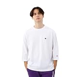 長袖Tシャツ 七分袖 丸首 綿100％ ワンポイントロゴ リラックスフィット ドロップショルダー ロングスリーブTシャツ メンズ C8-A408Z-010-M