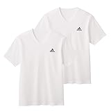 [アディダス] Tシャツ Ｖネック ワンポイントロゴ 綿混 吸汗速乾 APB4152 メンズ ホワイト L