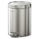 mVm ゴミ箱 ふた付き 5L容量 おしゃれ ステンレス ダストボックス 静音 ペダル式 キッチン リビング 洗面所やトイレ隙間用 オフィス用 丸形 シルバー
