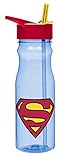 Zak! Designs Tritan Water Bottle with Flip-Up Spout and Straw featuring Superman Graphics, Break-res