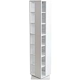 タンスのゲン 回転式 7段 オープンラック 本棚 薄型 マンガ CD DVD コミック 書棚 ラック 木製 シェルフ ホワイト 21300005 WH