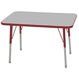 ECR4Kids 24" x 36" Rectangular Activity Table, Standard Legs w/ Swivel Glides (Gray Top/Red Edge) [並