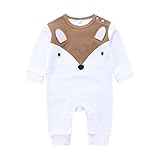 エルフ ベビー(Fairy Baby)新生児服 カバーオールロンパース 肩開き 長袖 春秋用 可愛い (6M, きつね)