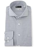 [アイシャツ] クラシック メンズ ネイビー 杢調 カッタウェイ スリムフィット 長袖 M15124000788