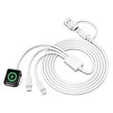 aninako アップルウォッチ 充電器 3in1 充電ケーブル watch 充電器 USB A/USB C 磁気充電器 急速充電器 Series9/8/7/6/SE/5/4/3/2/1対応 全てのシリーズ対応 WatchとphoneとType-C 機器 同時充電​対応 持ち運び便利 軽量 (ホワイト)