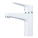 Hiendure 真鍮シングルレバー洗面器の蛇口、白色塗料