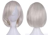 パンプキンパレード ウィッグ 3点SET ショート ボブ ミディアム フル スタンド付 グレーホワイト