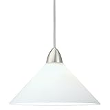 WAC Lighting MP-LED512-WT/BN Jill 5W 12V 3500K LED MonoPoint Pendant with White Art Glass Shade, Bru