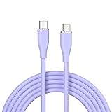 USB Type C ケーブル (2m, パープル) 柔らかいシリコン制 SLEIJAOOE【60W PD急速充電】 絡まない 断線防止 タイプC & タイプC(Type-C)ケーブル スマートフォン・タブレット・ゲーム機等Type-C 機器対応