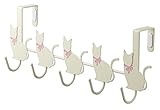 アクセサリーショップピエナ ドアハンガー猫 5連 横型 動物 カワイイ 収納 ホワイト