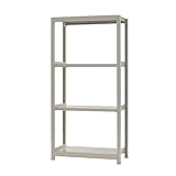 スチールラックのキタジマ 軽中量棚150kg 単体 幅90×奥行45 アイボリー 150kg/段 (高さ180cm/4段)