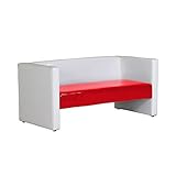 arne ソファー 2人掛け 肘付き 布張り ダイニング リビング プチコンパクトソファ 2P エナメル ホワイト/座面レッド