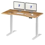 FLEXISPOT スタンディングデスク 電動式昇降デスク 高さ調節 メーカー5年保証 パソコンデスク E7 セット(足白+カーブ型天板ブラ