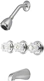 Olympia Faucets P-3240-BN Elite Three Acrylic Handle Tub And Shower Set with Adjustable Showerhead, 