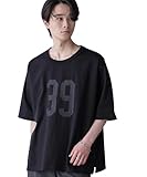 [ナノ・ユニバース] WEB限定/シャドープリントフットボールTシャツ 半袖 M ブラック