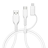 ラスタバナナ 充電ケーブル iPhone 用 やわらかケーブル Type-A to Type-C + ライトニング 2m ホワイト R20CAACCL3A01WH