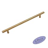 goldenwarmモダンTバーゴールドステンレススチールキッチンキャビネットハンドル引き出しプルロット家具ハードウェアアクセサリー Hole Centers:10in (256mm) LS201GD
