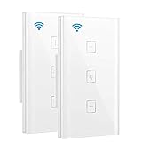 スマートライトスイッチ無段階減光、abedoe WiFiタッチコントロール壁ライトディマー、iOS/Android Appワイヤレスリモートタイミング機能付き、作業with Alexa/Googleア
