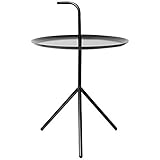 SYF 北欧の小さなコーヒーテーブル|モダンな錬鉄製のソファベッドサイドテーブル|シンプルなミニ移動コーナーカップル|寝室のクリエイティブベッドラウンドテーブル A+ (Color : Black, Size : L)