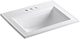 KOHLER K-2337-4-0 Memoirs Self-Rimming Bathroom Sink Sink with Stately Design, White - 22-3/4" x 18"