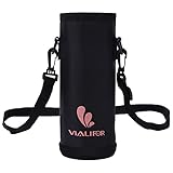 保温・保冷両用 水筒カバー Vialifer 水筒・マグボトル用スポーツボトル 用ハンディポーチ 500ml/750ml/1000ml ホルダーカバー ペットボトルカバーアウトドア キャンプ 通勤 通学 子供 キッズ 大人用(750ML, ブラック+ピンク)