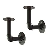 VORCOOL 2本の壁はパイプラックをマウントしたビンテージスタイルの壁の棚の鉄パイプサポートブラケットホームバーKTVの装飾