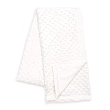 White Minky Dot Baby Blanket, Reverses to White Satin, by The Peanut Shell by The Peanut Shell