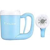 FYLINA 犬 足洗いカップ ペット 足 クリーナー 半自動式 使いやすい 省力 省時間 抗菌シリコーン製 安全安心 二股ブラシヘッド 洗浄力抜群 柔軟 マッサージ効果 水切り可能 携帯便利 小型 犬 最適 ブルー