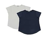 半袖裾ラウンド　授乳Tシャツ　2枚組(ネイビー×ホワイト)