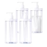 JP Number シャンプーボトル 大容量 1000ml 詰め替えそのまま ディスペンサーボトル (透明, 4本セット)