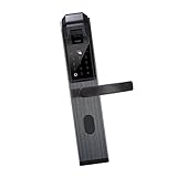 F Fityle 全4色　指紋認証　安全ロック　電子　スマート　覗き見防止　防水　タッチパスワード　ドア用　 - ブラック