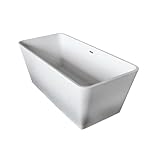 Cenere 58.25 in。One Piece anzziストーン自立Bathtub inホワイト