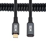NFHK ストレッチコイル USB-C USB4ケーブル 20Gbps 100W 8K ノートパソコン キーボード タブレット Type-C オス - メス 電源&データ延長ケーブル