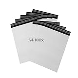 A4-100枚 郵送袋、宅配ビニール袋、宅配袋、A4(幅250mm×深さ320mm＋フタ50mm) 、梱包資材、配送用、梱包袋、防水、ネコポス、宅配ポリ袋、発送用、耐久 強粘着テープ付き
