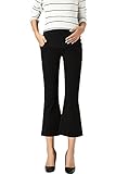 KINDOYO レディース カジュアル 夏 ファッション マタニティパンツ ハイウエスト クロップドパンツ 妊娠 フレアパンツ, ブラック/M