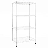 casa pura Steel Chrome Wire Shelving, White | Rocky | 4 Tier | 22"x14"x44" | Ideal storage for garag