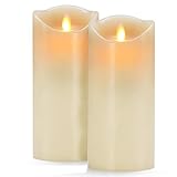 Flameless LED Candles、2パックの5 "乾電池式リアルなLEDフレイムレスキャンドルdrip-lessキャンドルAmber Yellow Flame with Conical Wi
