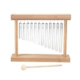 Dickly 【2025新登場·音楽啓発用】ウィンドチャイム ハンドチャイム 単列 ポータ​​ブル 教育ツール 木製スタンド付き 音楽打楽器 高さ 18cm× 長さ 24cm パフォーマンス マレット同梱 完全セット 大人・幼児向け パフォーマンス・リラクゼーション兼用 耐久性素材楽器 波の音 効果音 知育