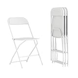 フラッシュ家具Herculesシリーズ800 lb。容量プレミアムプラスチック折りたたみ椅子、ホワイト、4 /パック