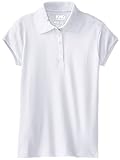 KHQ Big Girls' Short Sleeve Pico Polo White Medium [並行輸入品]