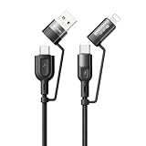 Mcdodo 4in1 急速充電ケーブル USB-A/USB-C to USB-C & Light-ning 1本4役 マルチケーブル 60W PD急速充電 (CtoC) PD 27W出力(CtoL) 高速データ転送 Type-Cケーブル ライトニングコード アルミ合金シェル 高耐久ナイロン編み Macbook iPad iPhone Androidなど対応 1.2m 型番CA-8070