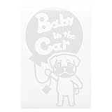 ホワイト（白） 犬 パグ タッチ 風船 Baby in the car ベビー イン ザ カー ベビーインカー ステッカー 窓ガラス用シールタイプ 車 戌...