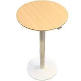 タンスのゲン 昇降式 スタンディングデスク 直径60cm ガス圧式 ナチュラル×ホワイトフレーム 45400004 01