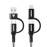SUPERV cc41-100 | 4in1 充電ケーブル | USB-A/USB C to USB-C/Lightning | 最大PD60W出力 急速充電 | iPhone/Android 各種対応 (100cm ブラック)