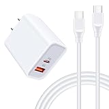 タイプC充電器 Android充電器 PD充電器 20W/3A 2ポートUSB Type Cケーブル 1.83m/1本 ChrisPow qc3.0アダプター アンドロイド充電器 USB Cコンセント 急速充電器 Type C USB充電器 Type C ACアダプター USB-C電源アダプタ OPPO Reno7A 5A,Aquos zero6 R6 sense6,Galaxy F52 S22 S21 A51 A52,Xperia 10 IV,Ace iii,Moto G52j,iPhone 13 12 11 XS SE3 SE2,iPad Pro/Air(ホワイト)