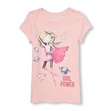 THE CHILDREN'S PLACE(ザ・チルドレンズプレイス) ガールズショートスリーブグリッタースーパーガールグラフィックティ ピンクブロッサム トップス半袖Tシャツ 4歳【並行輸入】