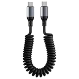 C タイプ充電ケーブル、スパイラル USB-C ケーブル - USB to USB-C ケーブル Type-C 充電器、格納式 USB 充電器、高速充電 USB-C データ ケーブル、USB Type-C デバイス用 USB-C ケーブル