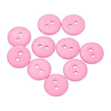 uxcell ボタン ラウンド 二つ穴 10個入り 樹脂製 裁縫 手芸 DIYクラフト装飾用 直径15mm 厚さ2mm ピンク
