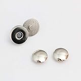 両面カシメ式 マグネットホック マグネットボタン レザークラフト 材料 金具 10組セット (14mm, シルバー)