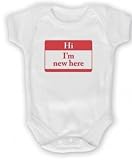 White ''Hi I'm New Here'' Infant Onesie by World-Accents [並行輸入品]